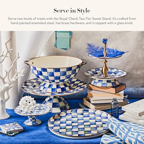 MACKENZIE-CHILDS チェッカーパターン ケーキスタンド MacKenzie-Childs - Royal Check Fluted Cake Stand - Shop Dekado